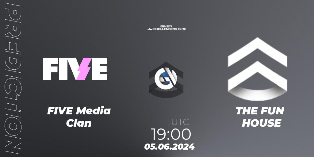 Pronósticos FIVE Media Clan - THE FUN HOUSE. 05.06.2024 at 19:00. Call of Duty Challengers 2024 - Elite 3: EU - Call of Duty
