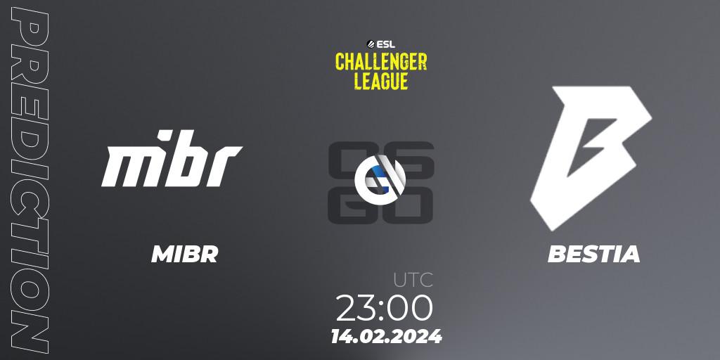 Pronósticos MIBR - BESTIA. 14.02.2024 at 23:00. ESL Challenger League Season 47: South America - Counter-Strike (CS2)
