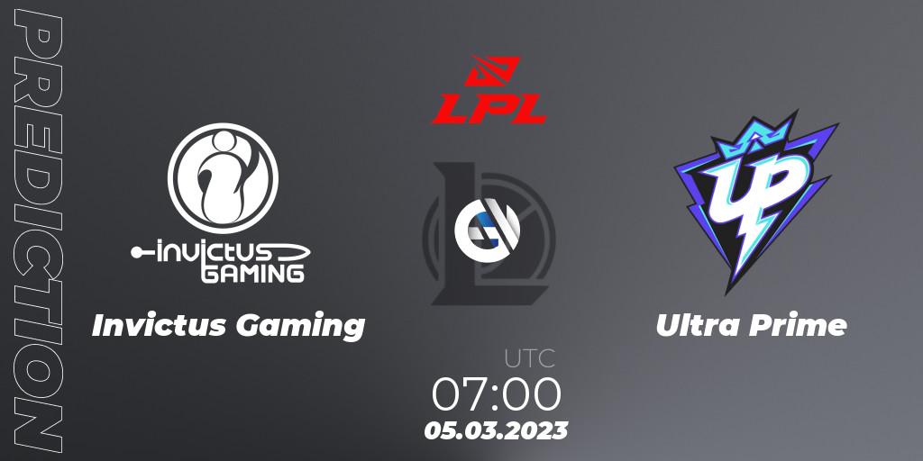 Pronósticos Invictus Gaming - Ultra Prime. 05.03.2023 at 07:00. LPL Spring 2023 - Group Stage - LoL