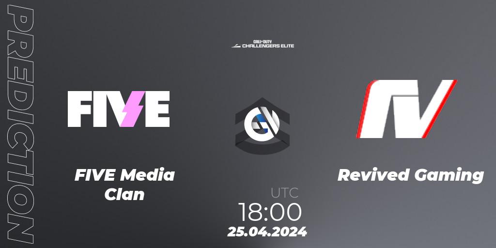 Pronósticos FIVE Media Clan - Revived Gaming. 25.04.2024 at 18:00. Call of Duty Challengers 2024 - Elite 2: EU - Call of Duty