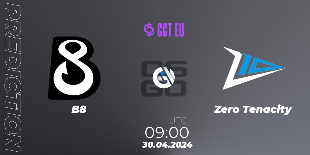 Pronósticos B8 - Zero Tenacity. 30.04.2024 at 09:00. CCT Season 2 Europe Series 2 - Counter-Strike (CS2)