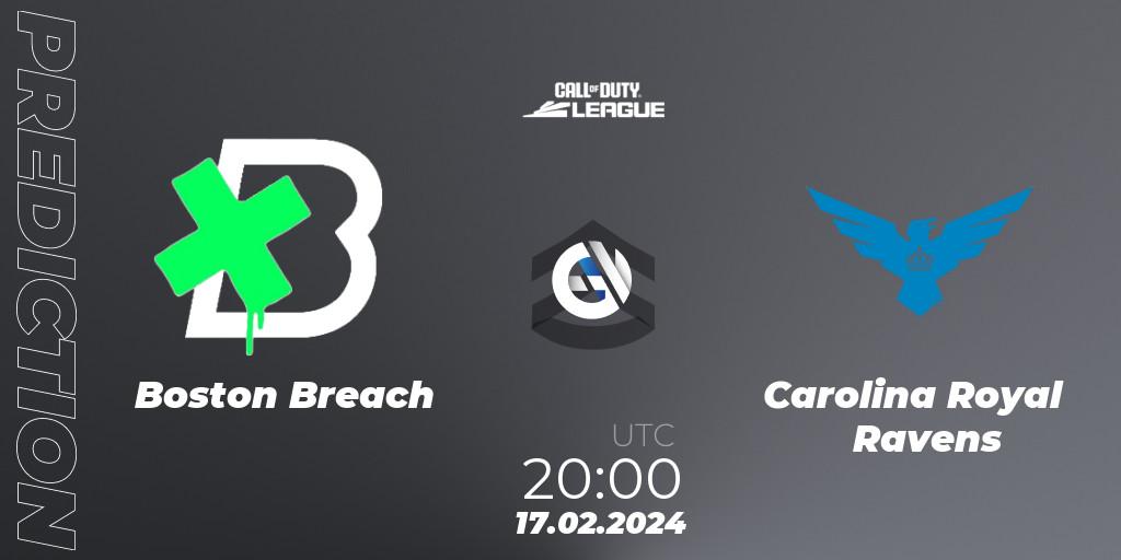 Pronósticos Boston Breach - Carolina Royal Ravens. 17.02.2024 at 20:00. Call of Duty League 2024: Stage 2 Major Qualifiers - Call of Duty
