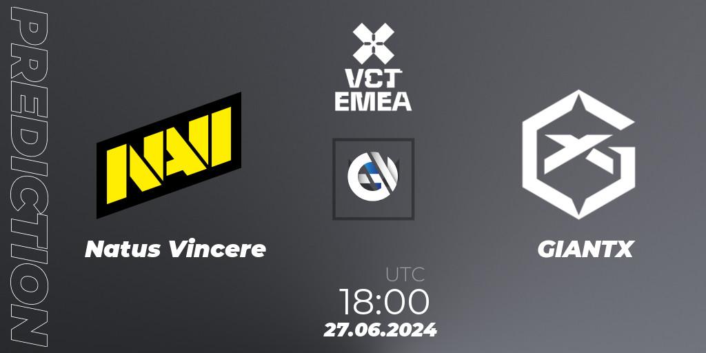 Pronósticos Natus Vincere - GIANTX. 27.06.2024 at 19:00. VALORANT Champions Tour 2024: EMEA League - Stage 2 - Group Stage - VALORANT
