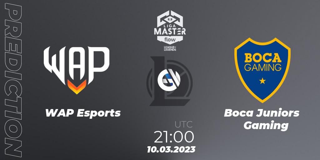 Pronósticos WAP Esports - Boca Juniors Gaming. 10.03.2023 at 21:00. Liga Master Opening 2023 - Playoffs - LoL