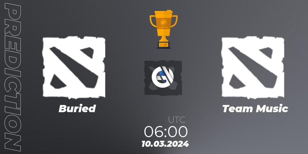 Pronósticos Buried - Team Music. 10.03.2024 at 06:00. No Coffee Cup - Dota 2
