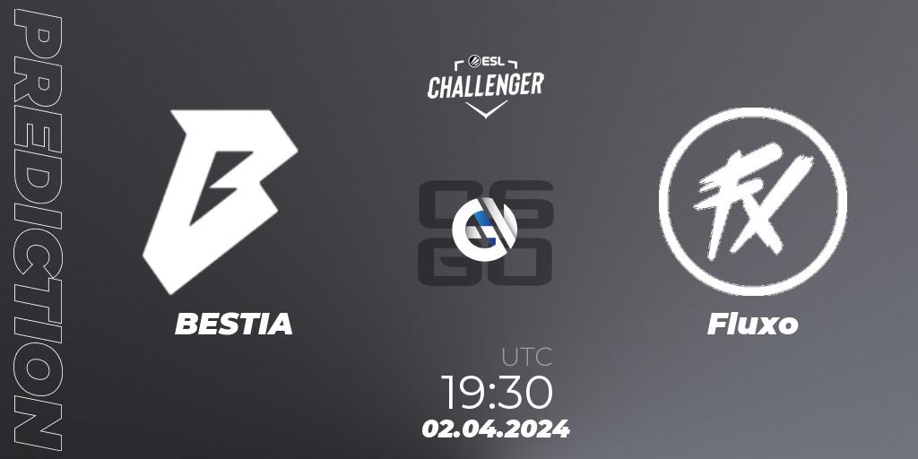 Pronósticos BESTIA - Fluxo. 02.04.2024 at 19:30. ESL Challenger #57: South American Closed Qualifier - Counter-Strike (CS2)