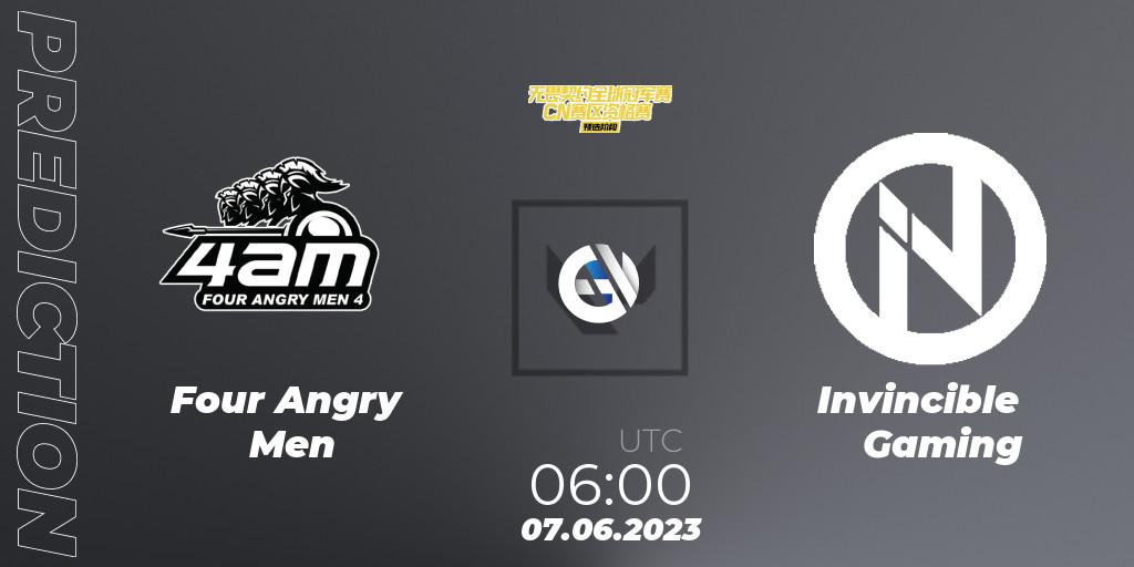 Pronósticos Four Angry Men - Invincible Gaming. 07.06.23. VALORANT Champions Tour 2023: China Preliminaries - VALORANT