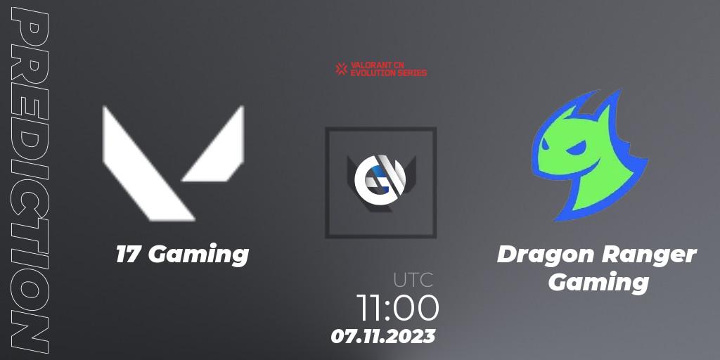 Pronósticos 17 Gaming - Dragon Ranger Gaming. 07.11.2023 at 12:00. VALORANT China Evolution Series Act 3: Heritability - Play-In - VALORANT