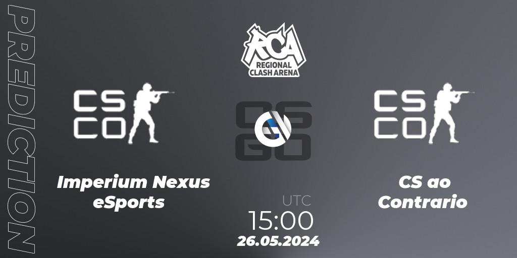 Pronósticos Imperium Nexus eSports - CS ao Contrario. 26.05.2024 at 15:00. Regional Clash Arena South America: Closed Qualifier - Counter-Strike (CS2)