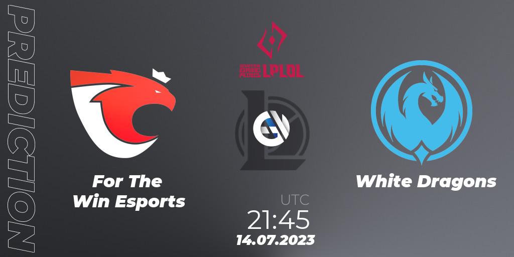 Pronósticos For The Win Esports - White Dragons. 14.07.23. LPLOL Split 2 2023 - Group Stage - LoL