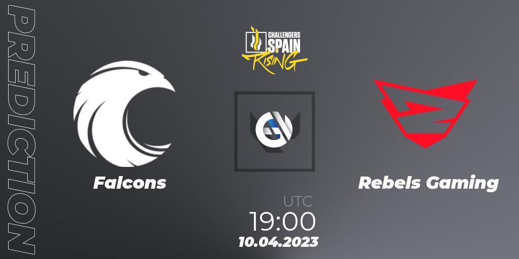 Pronósticos Falcons - Rebels Gaming. 10.04.2023 at 19:55. VALORANT Challengers 2023 Spain: Rising Split 2 - VALORANT