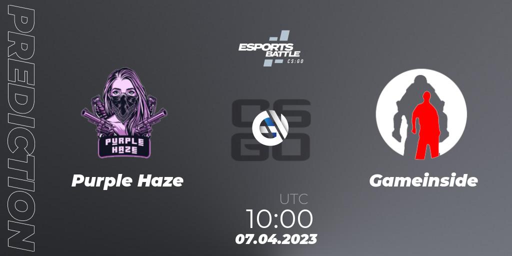 Pronósticos Purple Haze - Gameinside. 07.04.2023 at 10:00. ESportsBattle Season 15 - Counter-Strike (CS2)
