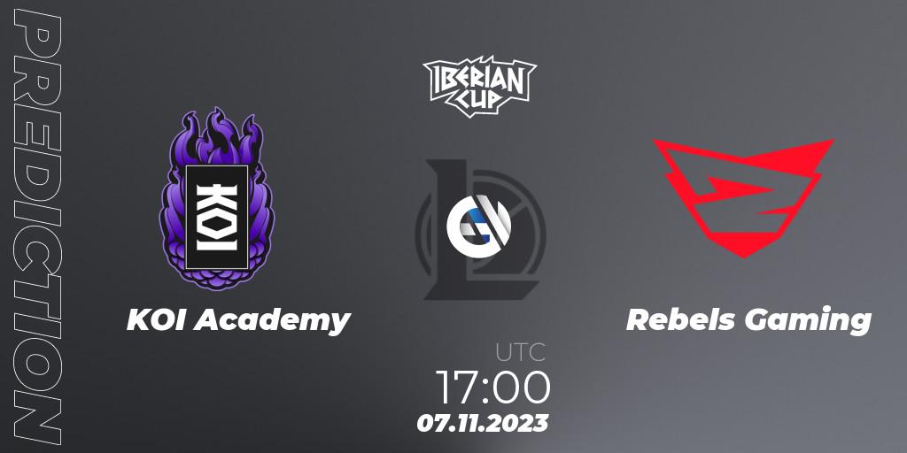 Pronósticos KOI Academy - Rebels Gaming. 07.11.23. Iberian Cup 2023 - LoL