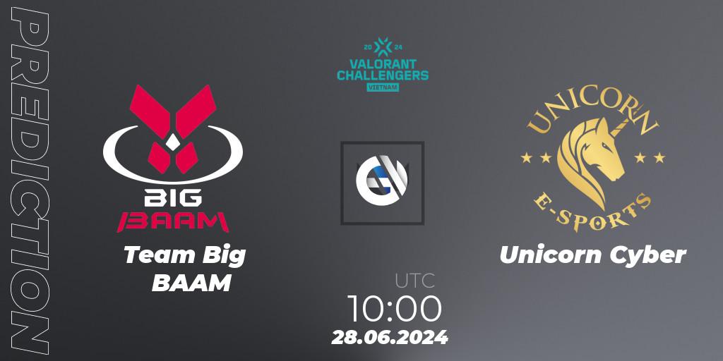 Pronósticos Team Big BAAM - Unicorn Cyber. 28.06.2024 at 10:00. VALORANT Challengers 2024: Vietnam Split 2 - VALORANT