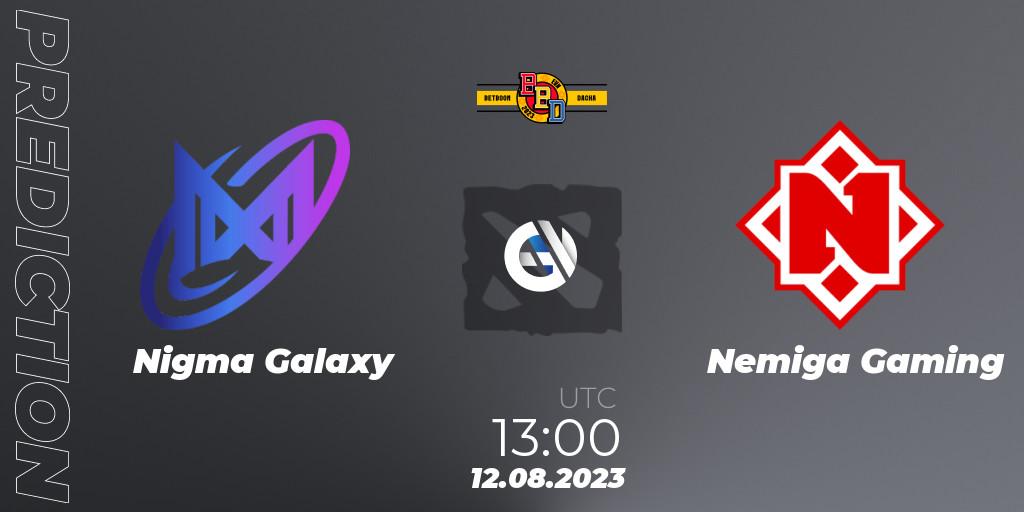 Pronósticos Nigma Galaxy - Nemiga Gaming. 12.08.2023 at 13:01. BetBoom Dacha - Online Stage - Dota 2