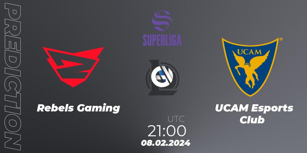 Pronósticos Rebels Gaming - UCAM Esports Club. 08.02.2024 at 21:00. Superliga Spring 2024 - Group Stage - LoL