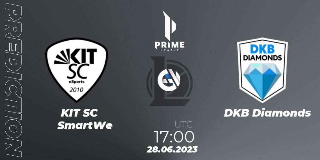 Pronósticos KIT SC SmartWe - DKB Diamonds. 28.06.2023 at 17:00. Prime League 2nd Division Summer 2023 - LoL