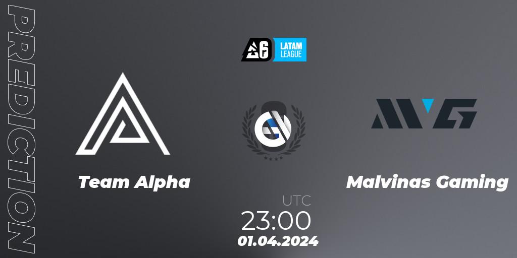 Pronósticos Team Alpha - Malvinas Gaming. 01.04.2024 at 23:00. LATAM League 2024 - Stage 1: LATAM South - Rainbow Six