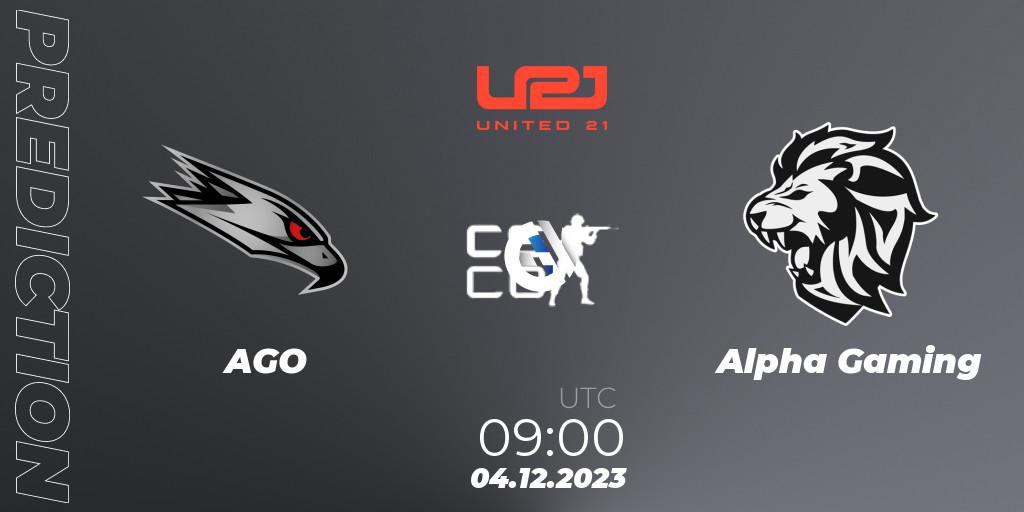 Pronósticos AGO - Alpha Gaming. 04.12.23. United21 Season 9 - CS2 (CS:GO)