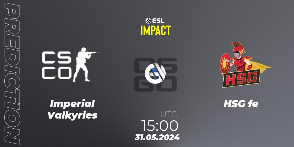 Pronósticos Imperial Valkyries - HSG fe. 31.05.2024 at 15:00. ESL Impact League Season 5 Finals - Counter-Strike (CS2)