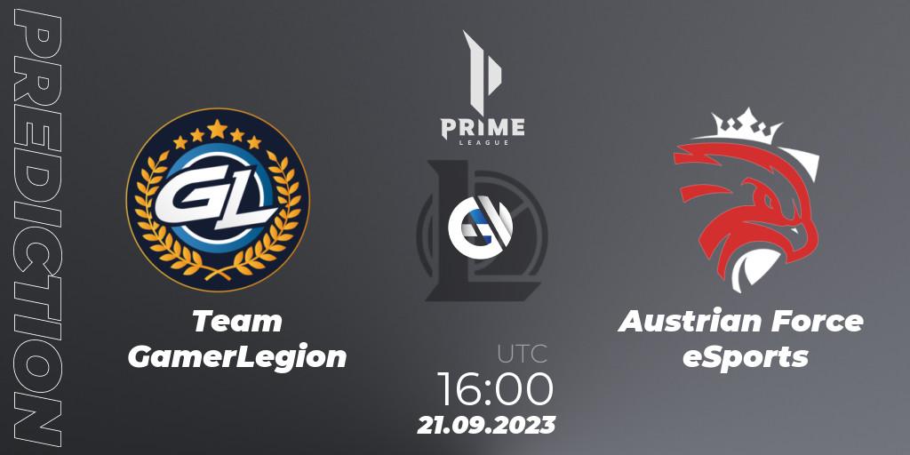 Pronósticos Team GamerLegion - Austrian Force eSports. 21.09.23. Prime League 2024 - Promotion Tournament - LoL