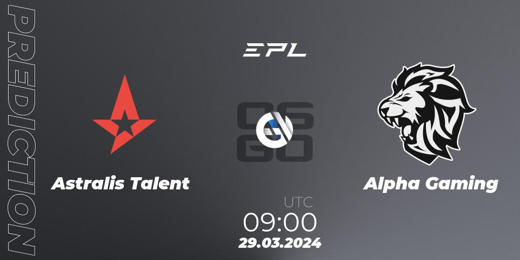 Pronósticos Astralis Talent - Alpha Gaming. 29.03.24. European Pro League Season 16: Division 2 - CS2 (CS:GO)
