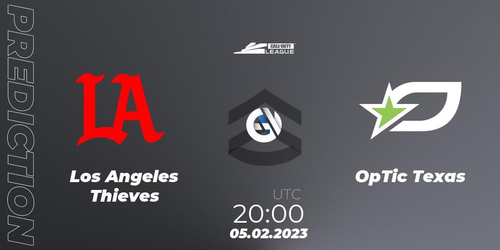 Pronósticos Los Angeles Thieves - OpTic Texas. 05.02.2023 at 20:00. Call of Duty League 2023: Stage 2 Major - Call of Duty