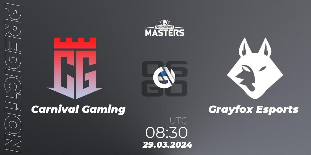 Pronósticos Carnival Gaming - Grayfox Esports. 29.03.24. Skyesports Masters 2024: Indian Qualifier - CS2 (CS:GO)