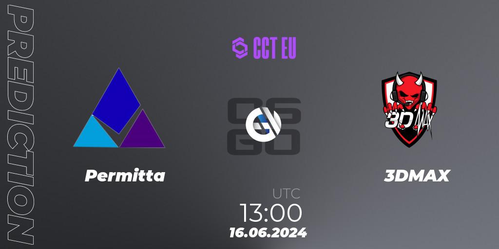 Pronósticos Permitta - 3DMAX. 16.06.2024 at 13:00. CCT Season 2 Europe Series 5 - Counter-Strike (CS2)