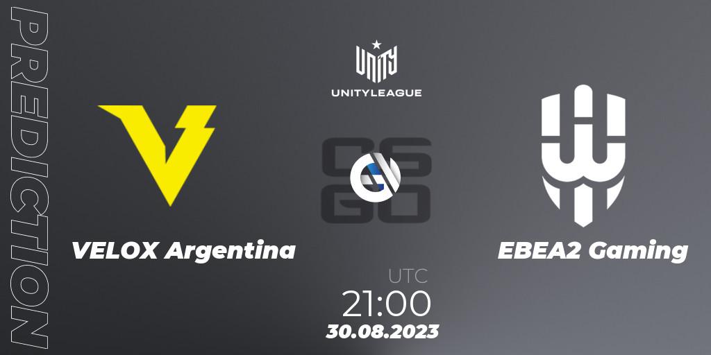 Pronósticos VELOX Argentina - EBEA2 Gaming. 30.08.2023 at 21:00. LVP Unity League Argentina 2023 - Counter-Strike (CS2)