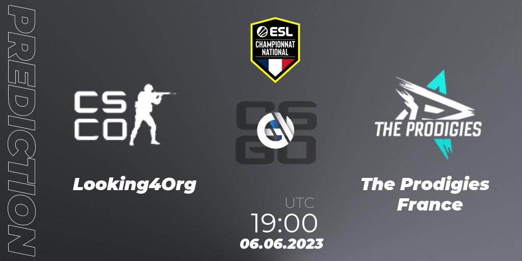 Pronósticos Looking4Org - The Prodigies France. 06.06.2023 at 19:00. ESL Championnat National Spring 2023 - Counter-Strike (CS2)