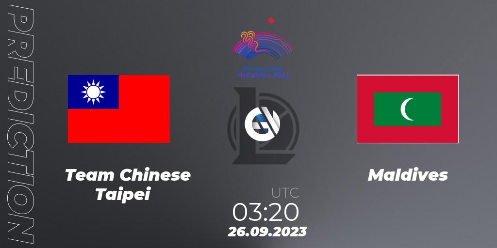 Pronósticos Team Chinese Taipei - Maldives. 26.09.23. 2022 Asian Games - LoL