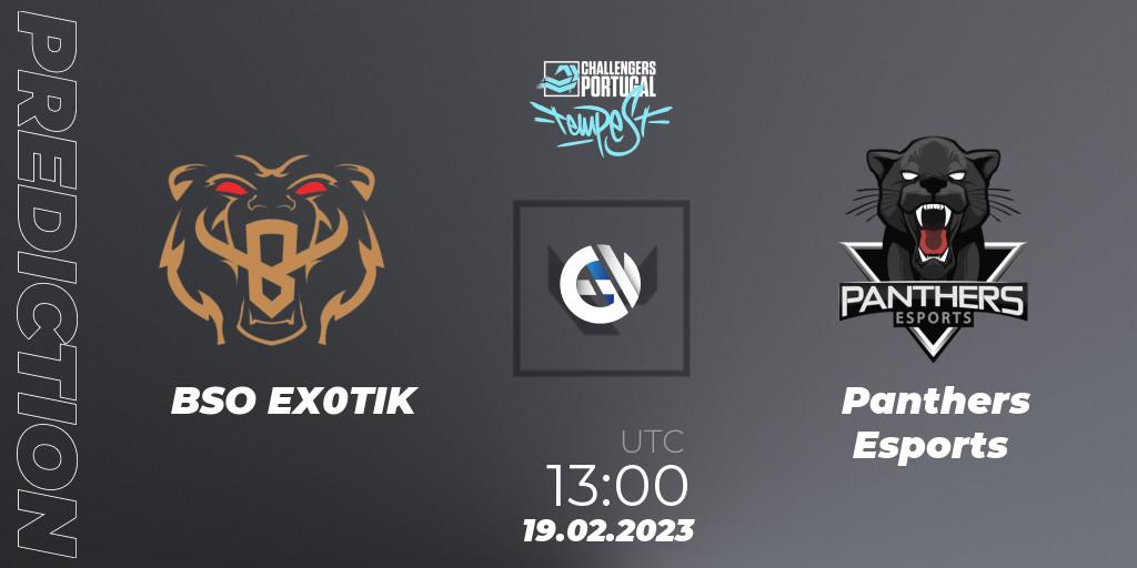 Pronósticos BSO EX0TIK - Panthers Esports. 19.02.2023 at 13:00. VALORANT Challengers 2023 Portugal: Tempest Split 1 - VALORANT