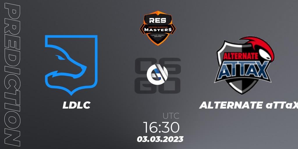 Pronósticos LDLC - ALTERNATE aTTaX. 03.03.2023 at 16:30. RES Western European Masters: Spring 2023 - Counter-Strike (CS2)