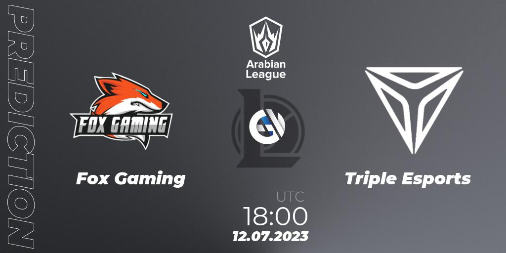 Pronósticos Fox Gaming - Triple Esports. 12.07.23. Arabian League Summer 2023 - Group Stage - LoL