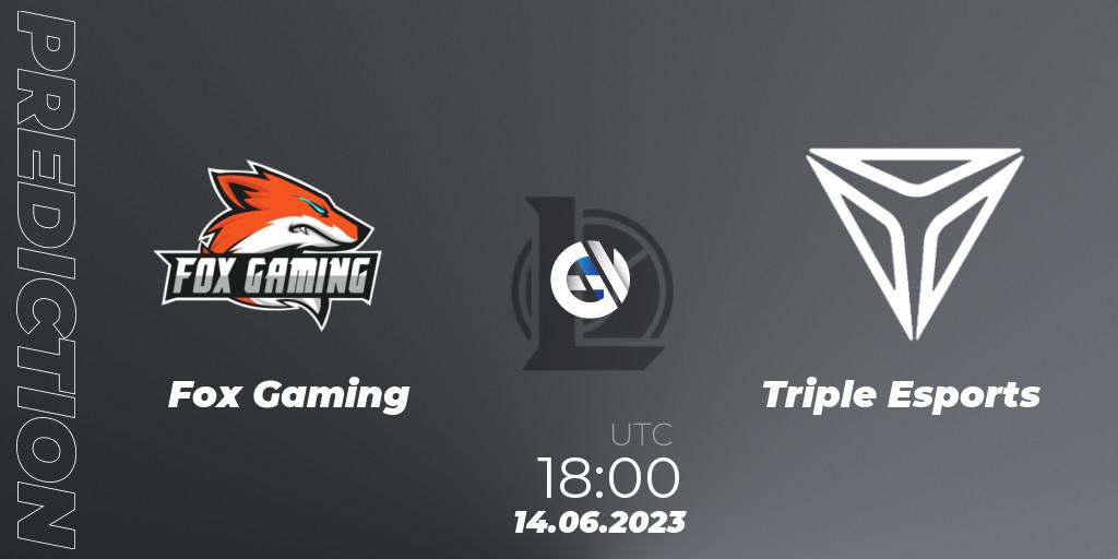 Pronósticos Fox Gaming - Triple Esports. 14.06.2023 at 18:15. Arabian League Summer 2023 - Group Stage - LoL