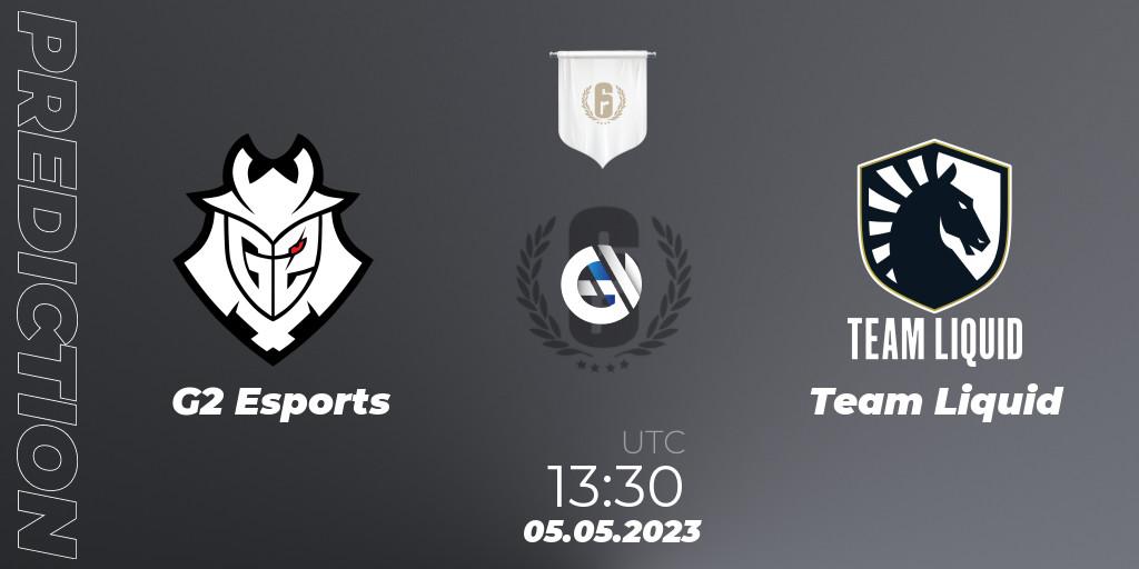 Pronósticos G2 Esports - Team Liquid. 05.05.2023 at 17:00. BLAST R6 Major Copenhagen 2023 Playoffs - Rainbow Six