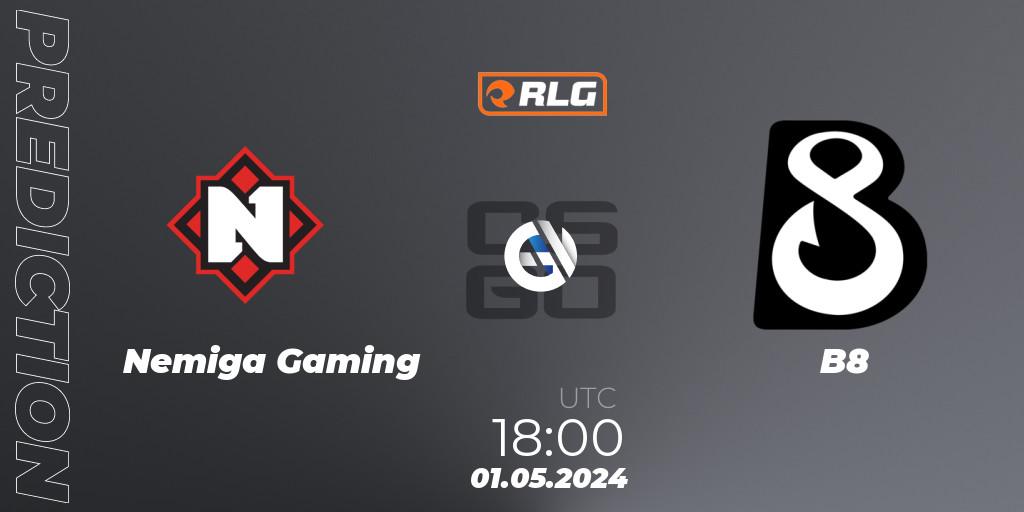 Pronósticos Nemiga Gaming - B8. 01.05.2024 at 18:00. RES European Series #3 - Counter-Strike (CS2)
