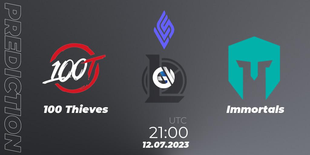 Pronósticos 100 Thieves - Immortals. 14.07.23. LCS Summer 2023 - Group Stage - LoL