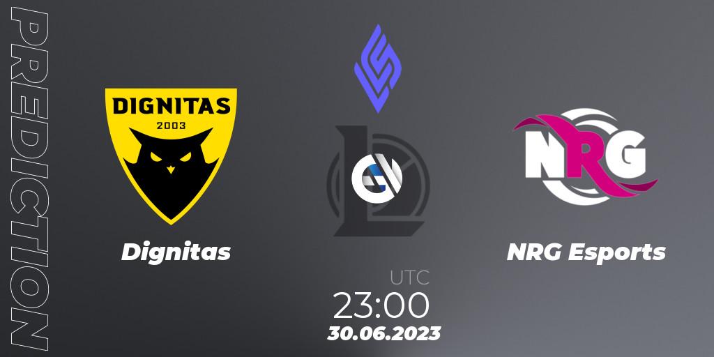 Pronósticos Dignitas - NRG Esports. 30.06.2023 at 23:00. LCS Summer 2023 - Group Stage - LoL
