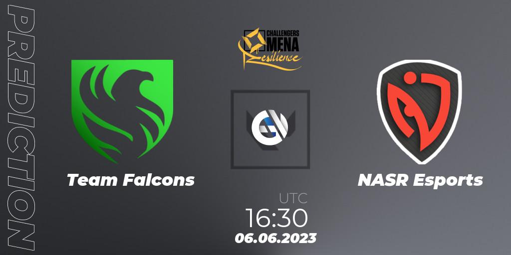 Pronósticos Team Falcons - NASR Esports. 06.06.2023 at 16:30. VALORANT Challengers 2023 MENA: Resilience - LAN Finals - VALORANT