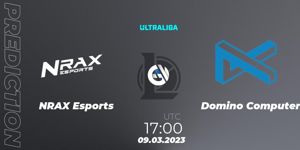 Pronósticos NRAX Esports - Domino Computer. 09.03.2023 at 17:30. Ultraliga 2nd Division Season 6 - LoL