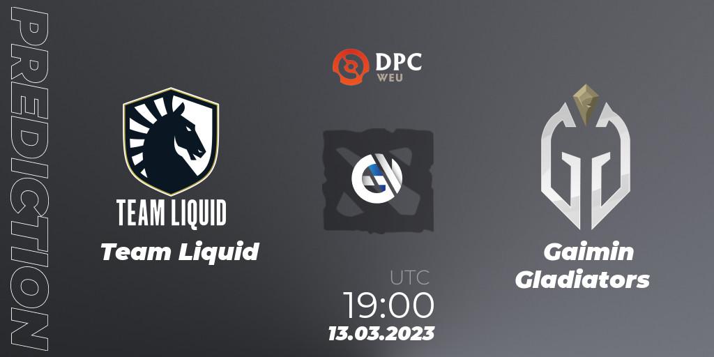 Pronósticos Team Liquid - Gaimin Gladiators. 13.03.2023 at 18:55. DPC 2023 Tour 2: WEU Division I (Upper) - Dota 2