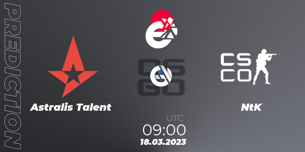 Pronósticos Astralis Talent - NtK. 18.03.23. IESF World Esports Championship 2023: Danish Qualifier - CS2 (CS:GO)
