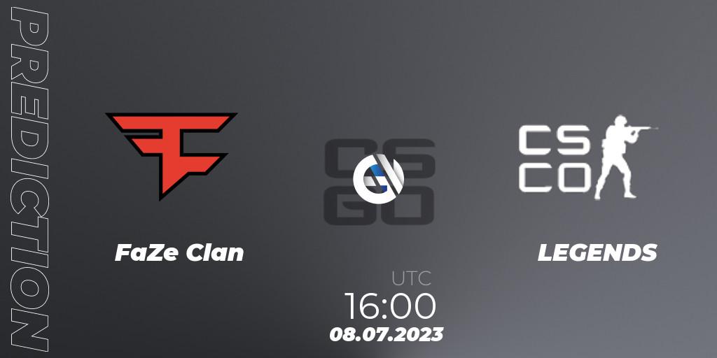 Pronósticos FaZe Clan - LEGENDS. 08.07.2023 at 16:00. SteelSeries CS2 Legends vs Champions 2023 - Counter-Strike (CS2)