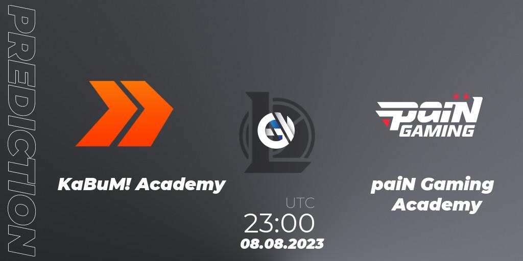 Pronósticos KaBuM! Academy - paiN Gaming Academy. 26.07.2023 at 19:00. CBLOL Academy Split 2 2023 - Group Stage - LoL