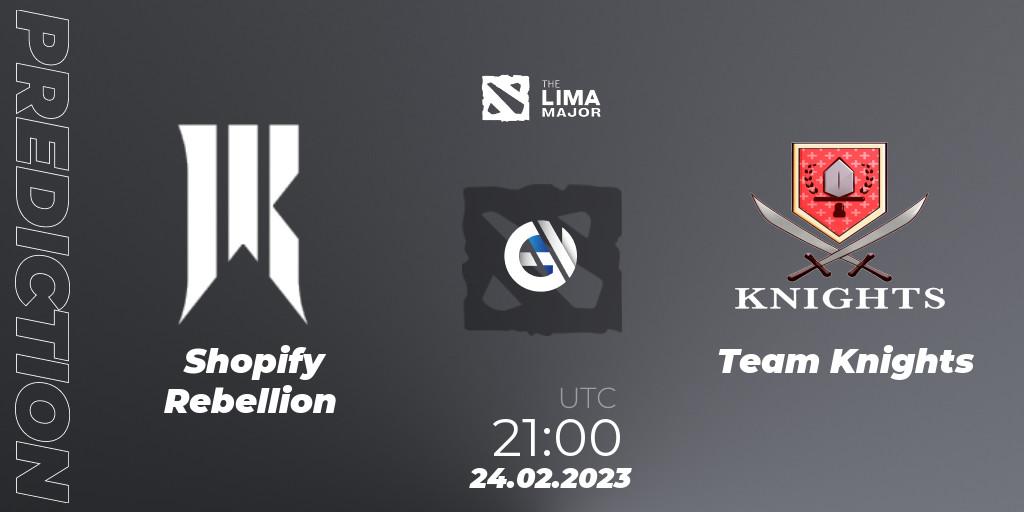 Pronósticos Shopify Rebellion - Team Knights. 24.02.2023 at 22:33. The Lima Major 2023 - Dota 2