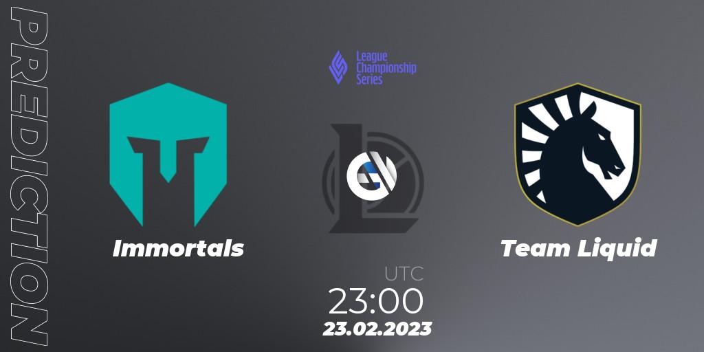 Pronósticos Immortals - Team Liquid. 23.02.23. LCS Spring 2023 - Group Stage - LoL