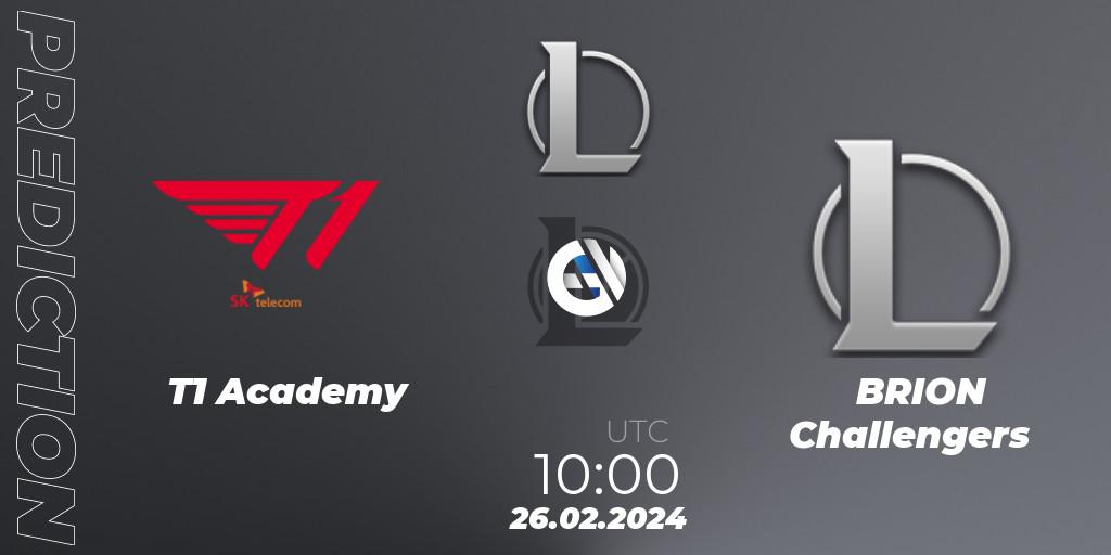 Pronósticos T1 Academy - BRION Challengers. 26.02.24. LCK Challengers League 2024 Spring - Group Stage - LoL