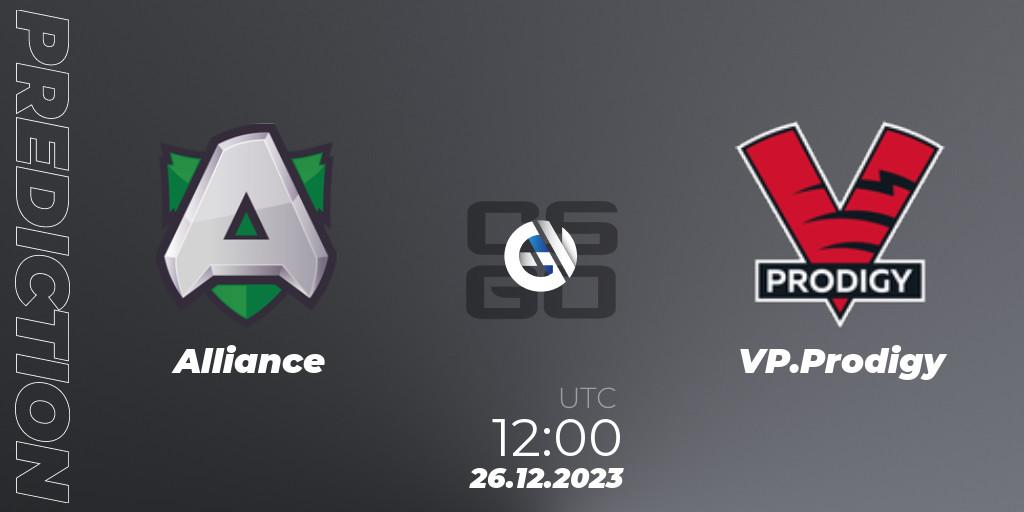 Pronósticos Alliance - VP.Prodigy. 26.12.2023 at 12:00. Betswap Winter Cup 2023 - Counter-Strike (CS2)